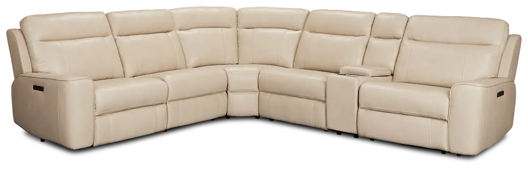 Benji Light Beige Lthr/vinyl Medium Triple Power 2-arm Sectional Benji Light Beige Lthr/vinyl Medium Triple Power 2-arm Sectional