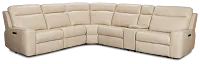 Benji Light Beige Lthr/vinyl Medium Triple Power 2-arm Sectional