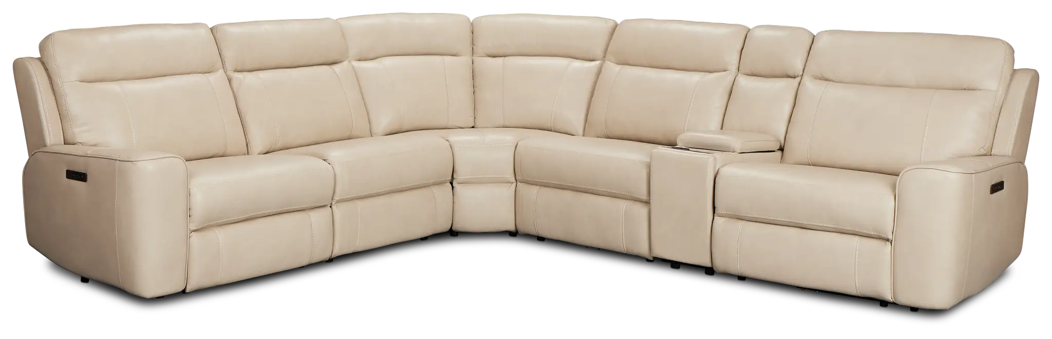 Benji Light Beige Lthr/vinyl Medium Triple Power 2-arm Sectional Benji Light Beige Lthr/vinyl Medium Triple Power 2-arm Sectional