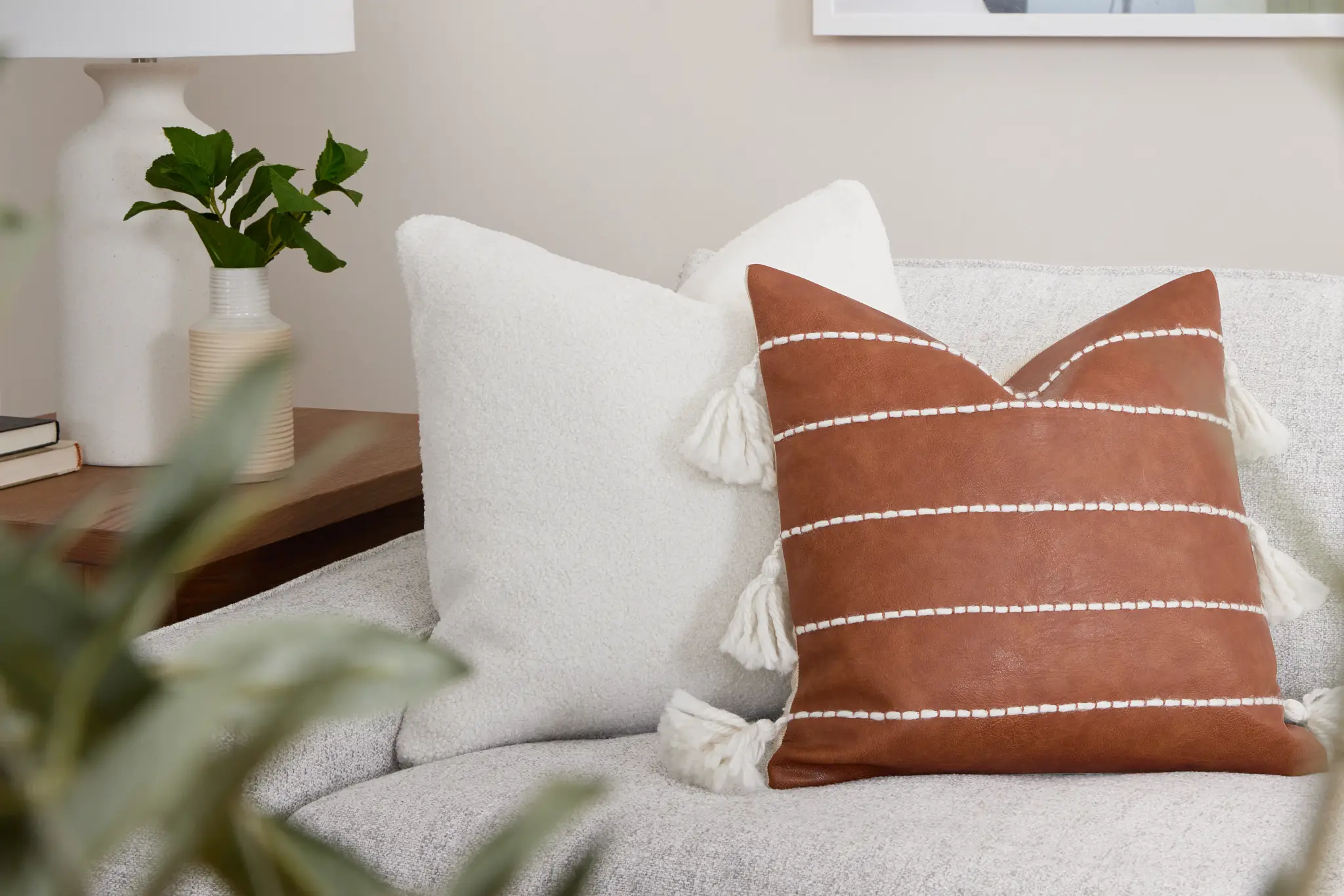 Georgi Brown Leather Accent Pillow Georgi Brown Leather Accent Pillow