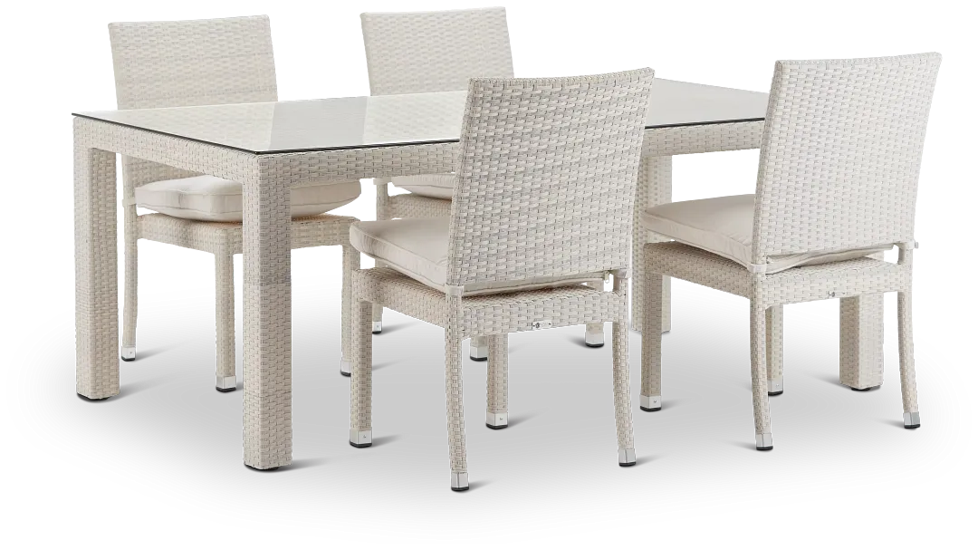 Bahia White 72" Rectangular Table & 4 Chairs