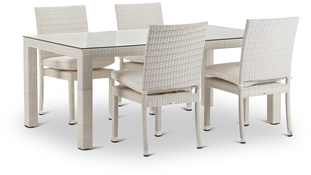 Bahia White 72" Rectangular Table & 4 Chairs Bahia White 72" Rectangular Table & 4 Chairs