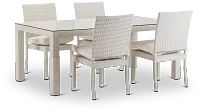 Bahia White 72" Rectangular Table & 4 Chairs