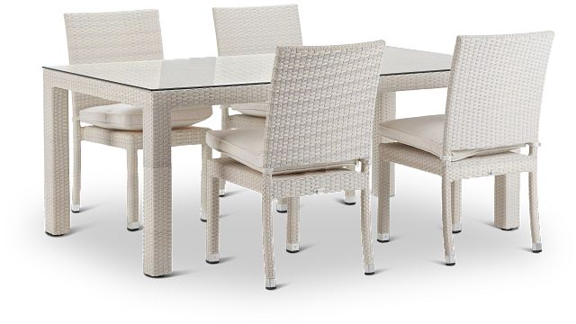 Bahia White 72" Rectangular Table & 4 Chairs