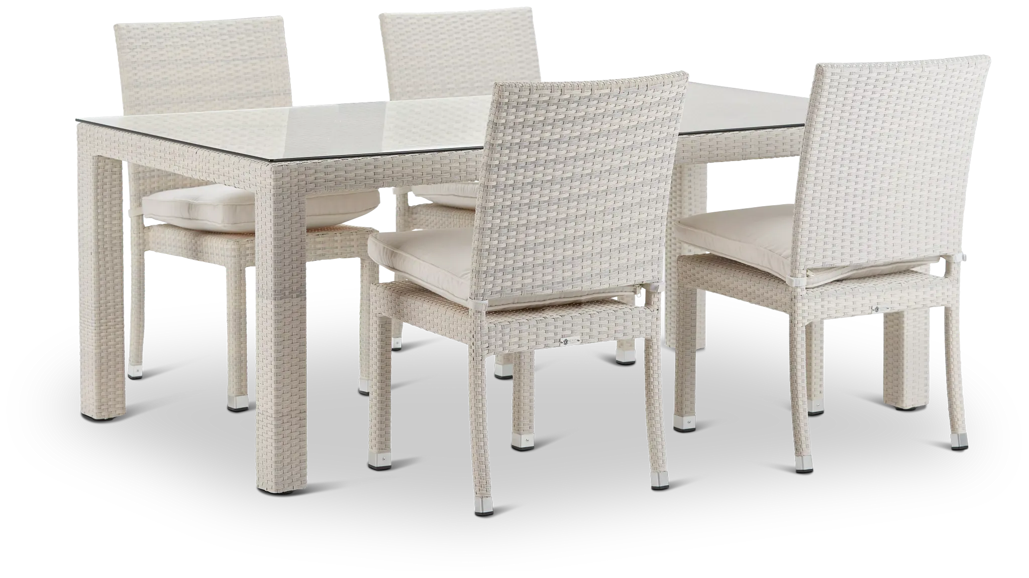 Bahia White 72" Rectangular Table & 4 Chairs