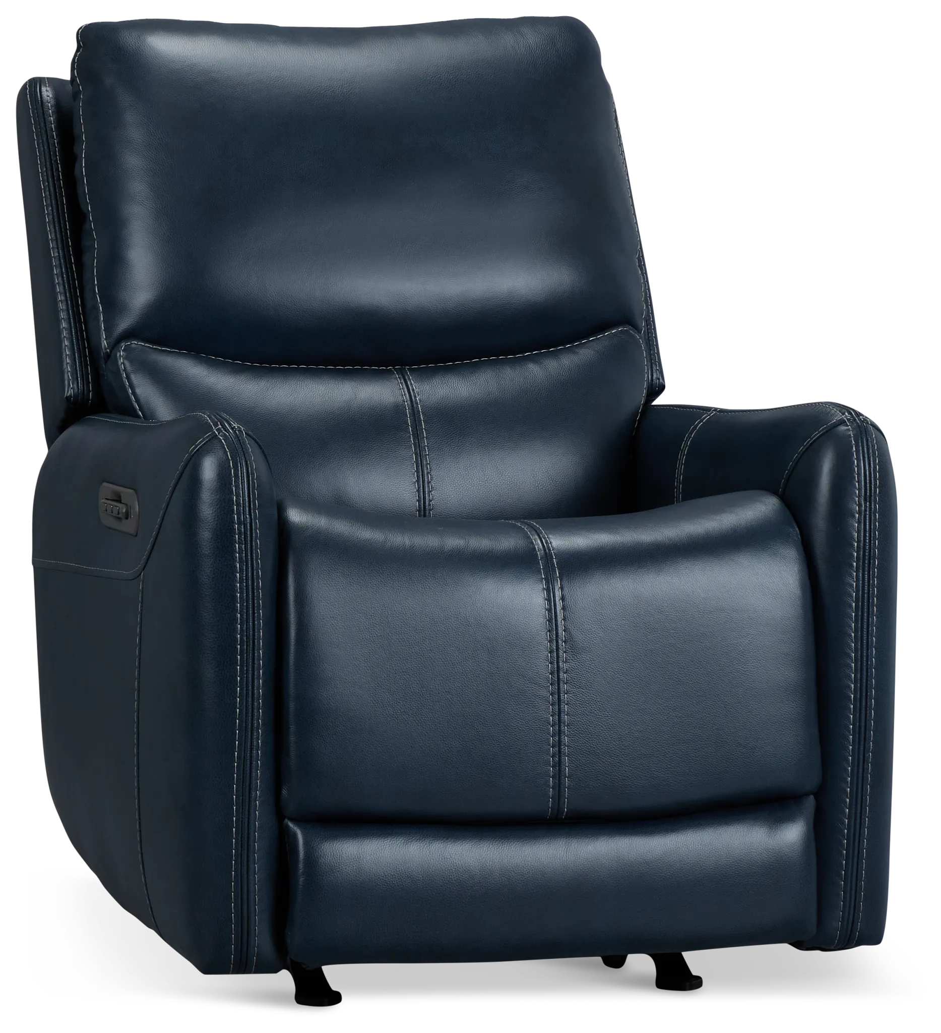 Jonas Dark Blue Lthr/vinyl Power Recliner With Heat And Massage