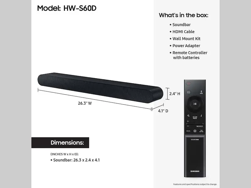 Samsung S-series Soundbar Hw-s60d 5.0 Ch Soundbar Samsung S-series Soundbar Hw-s60d 5.0 Ch Soundbar