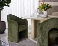 Callan Dark Green Curved Upholstered Arm Chair