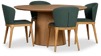 Nomad Light Tone 59" Round Table & 4 Dark Green Chairs W/light Tone Leg