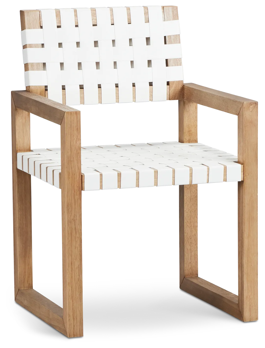 Haven White Woven Leather Arm Chair