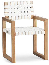 Haven White Woven Leather Arm Chair