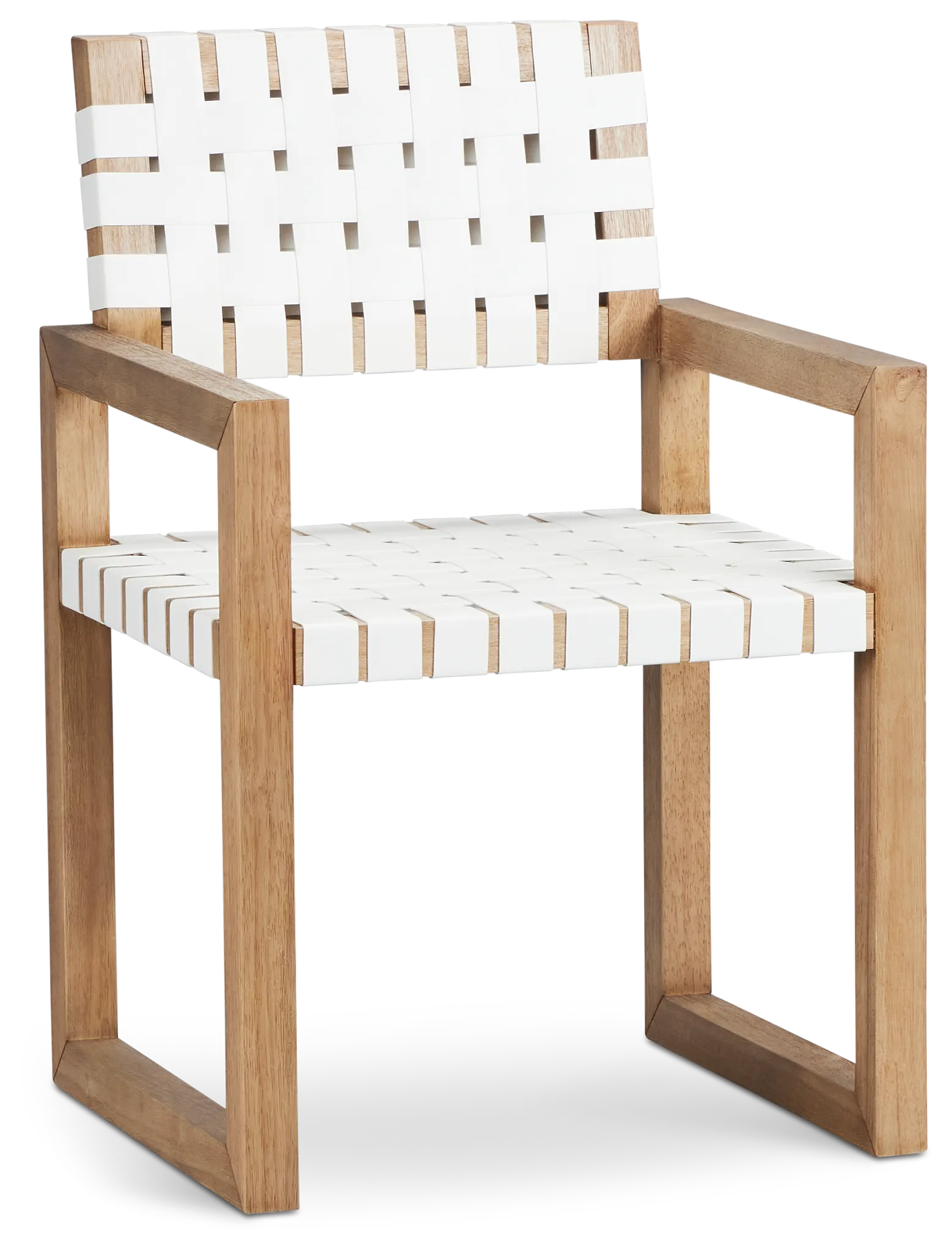 Haven White Woven Leather Arm Chair