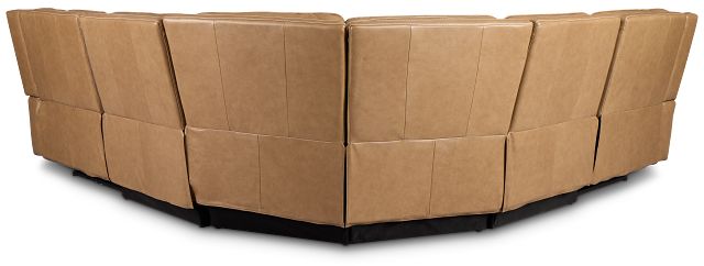 Jasper Light Brown Leather Small Two-arm Power Reclining Sectional