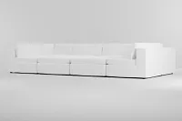 Destin Suave White Fabric 8-piece Pit Sectional