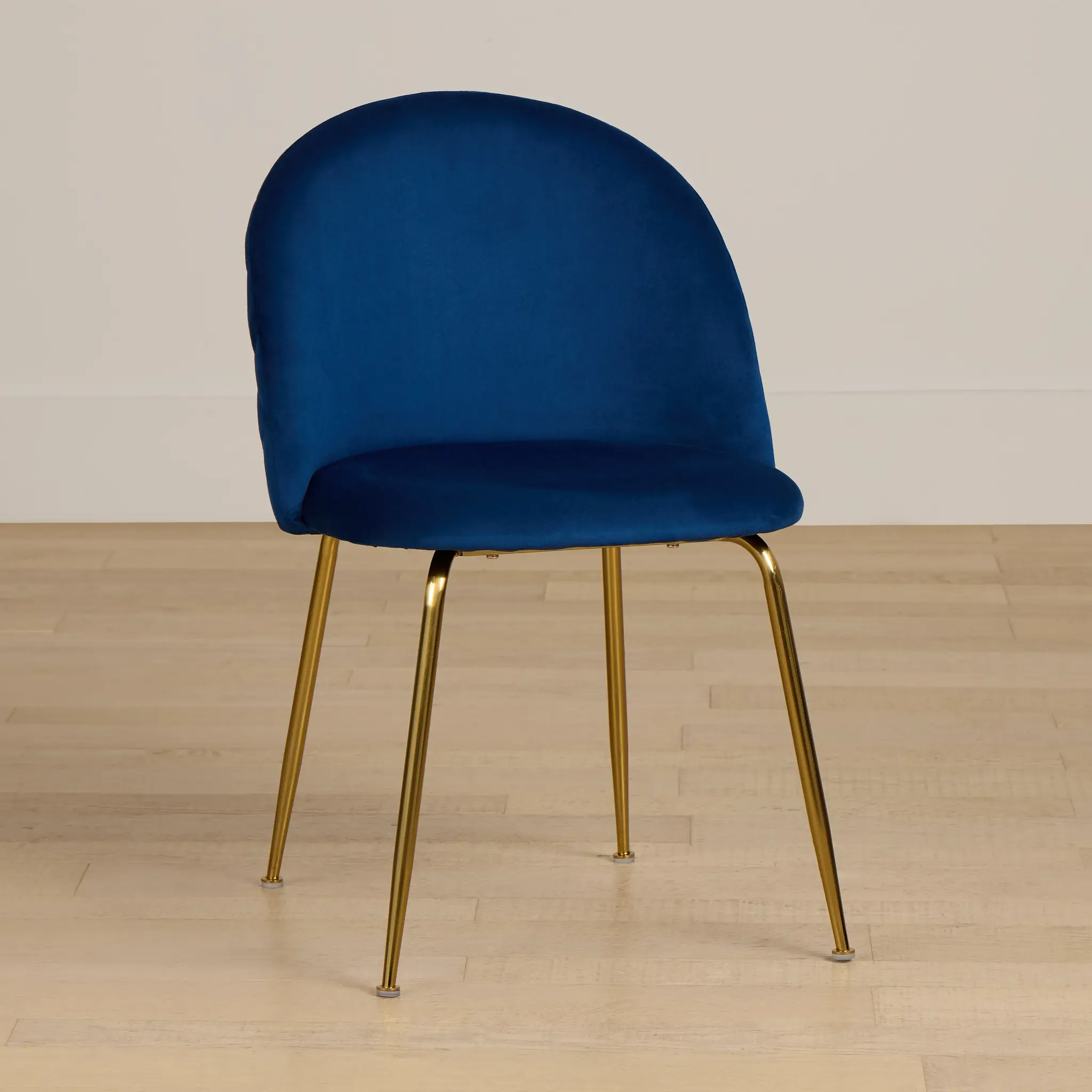 Capri Dark Blue Velvet Upholstered Side Chair W/ Gold Legs Capri Dark Blue Velvet Upholstered Side Chair W/ Gold Legs
