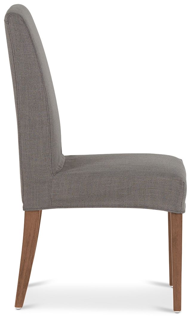 Harbor Dark Gray Short Slipcover Chair With Light Tone Leg