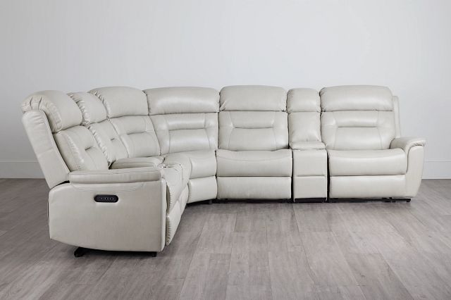 Toby Light Gray Micro Large Triple Power Reclining Two-arm Sectional