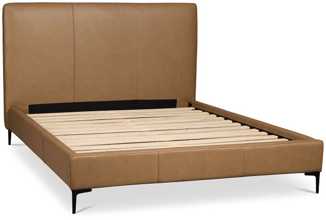 Highland Dark Brown Leather Panel Bed