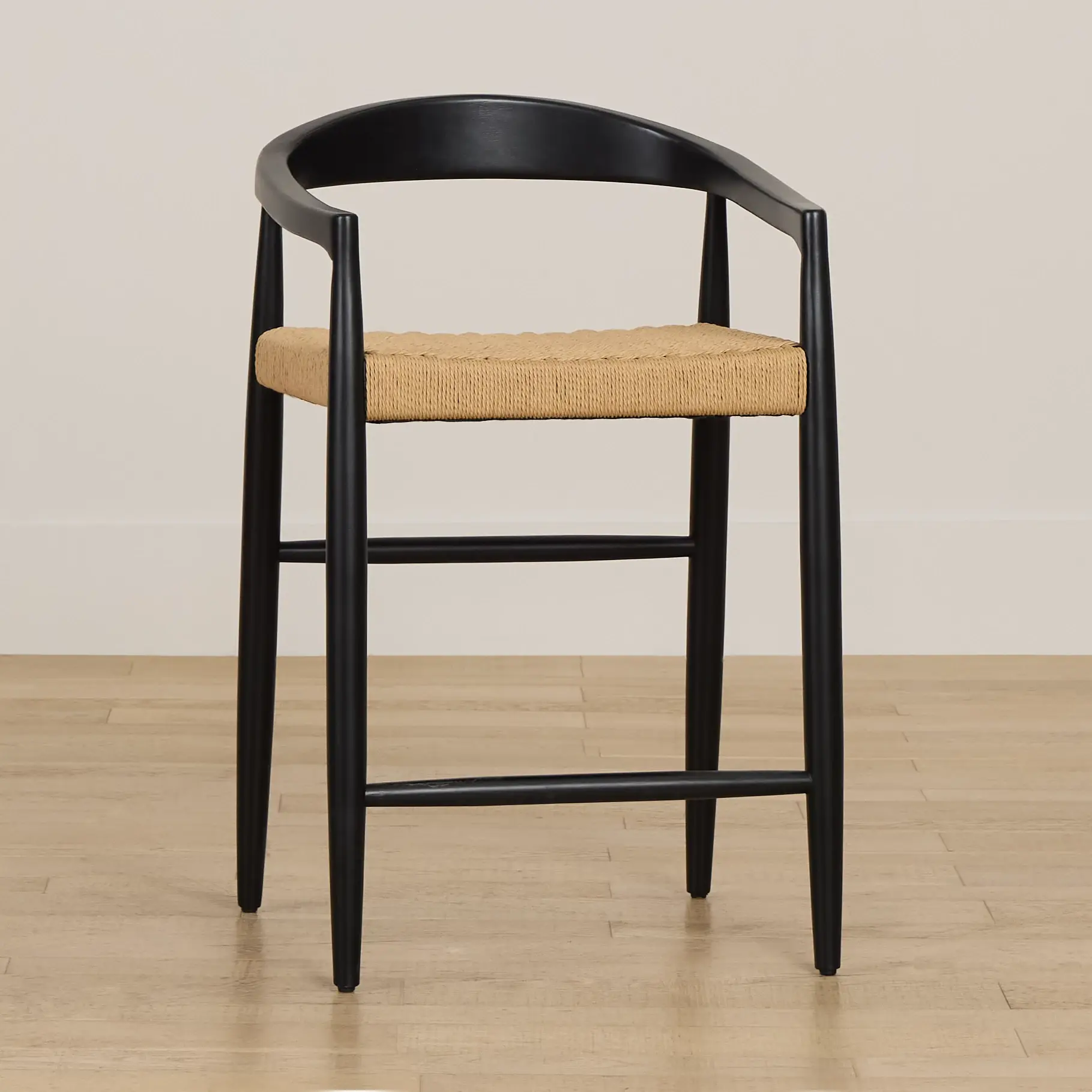 Santorini Black Curved 24" Woven Barstool Santorini Black Curved 24" Woven Barstool