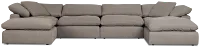 Nixon Light Gray Fabric 6 Piece Double Chaise Sectional