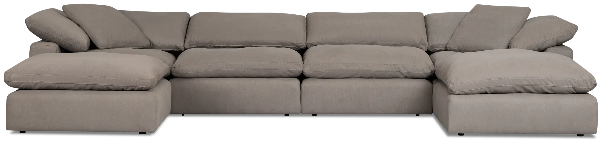 Nixon Light Gray Fabric 6 Piece Double Chaise Sectional