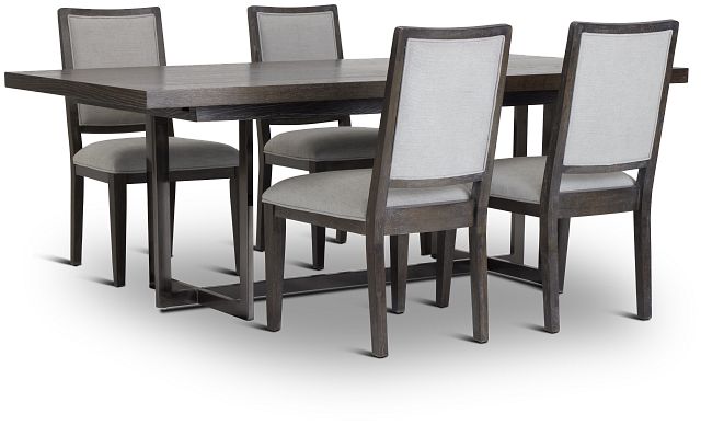 Tribeca Dark Tone Trestle Table & 4 Wood Chairs