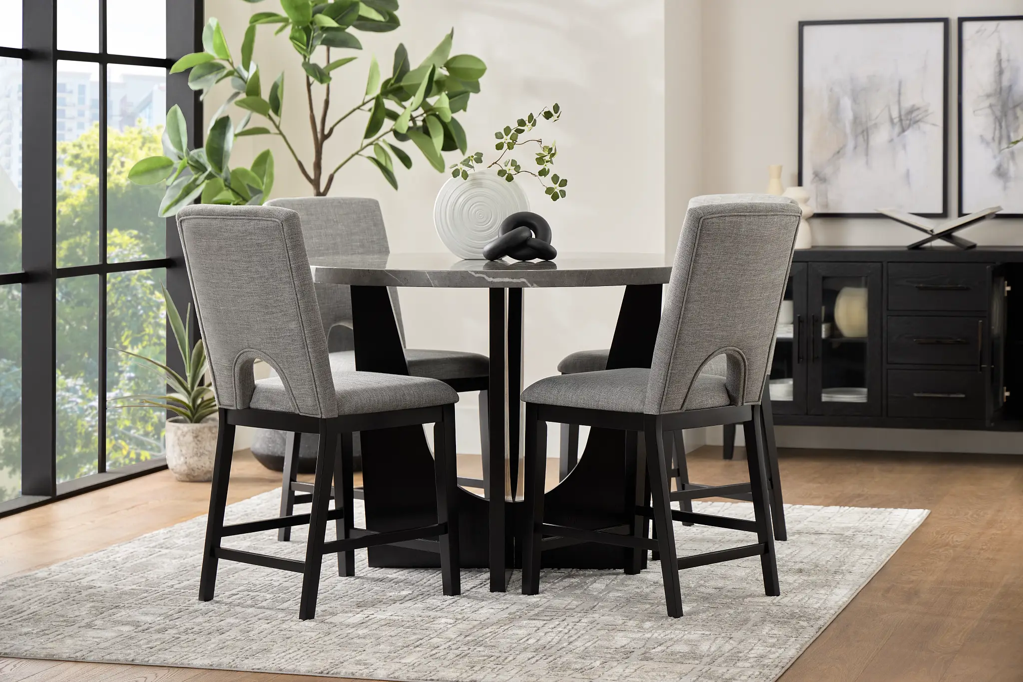 Oxford Two-tone High Table & 4 Upholstered Barstools Oxford Two-tone High Table & 4 Upholstered Barstools
