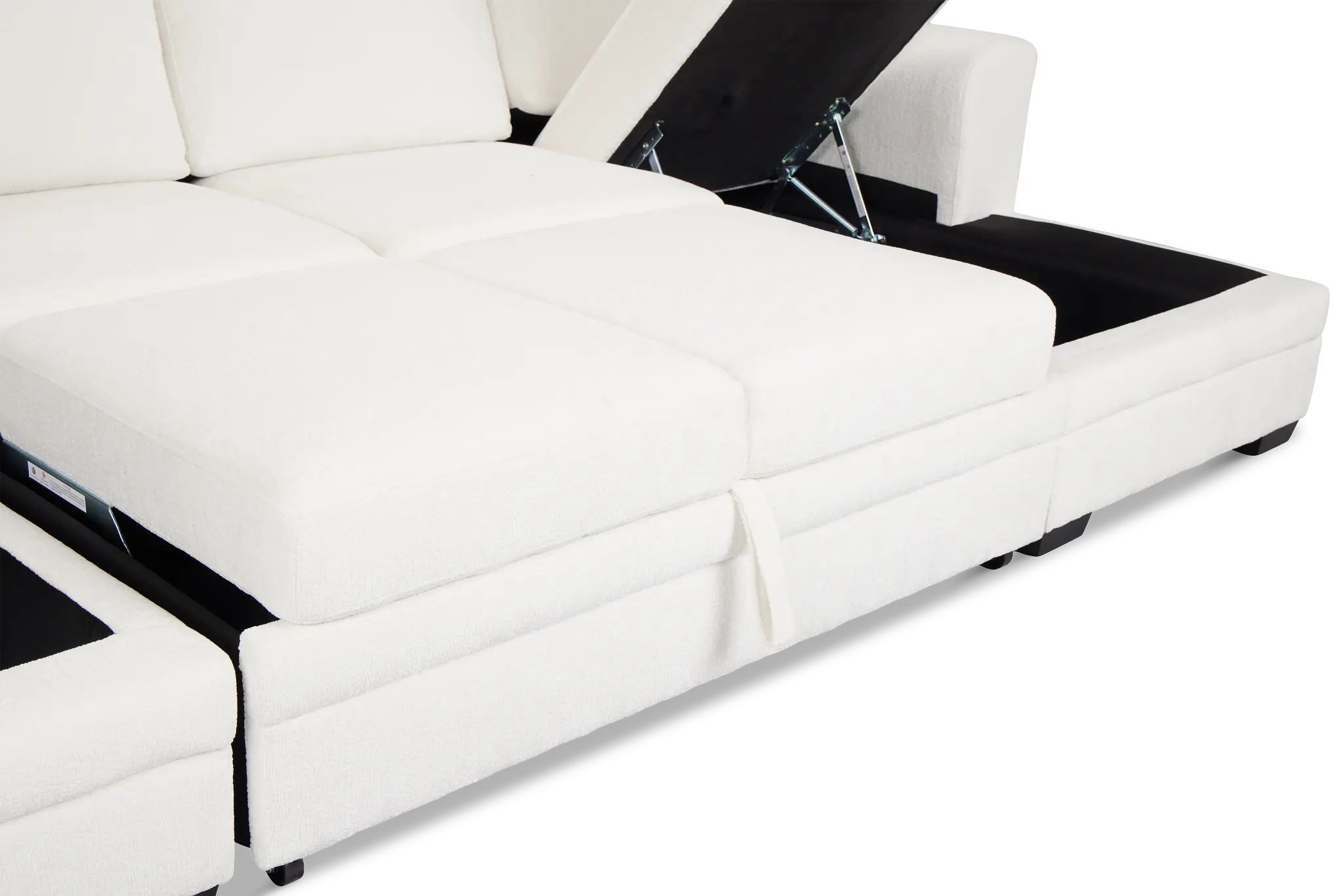 Everly White Fabric Double Chaise Sleeper Storage Sectional Everly White Fabric Double Chaise Sleeper Storage Sectional