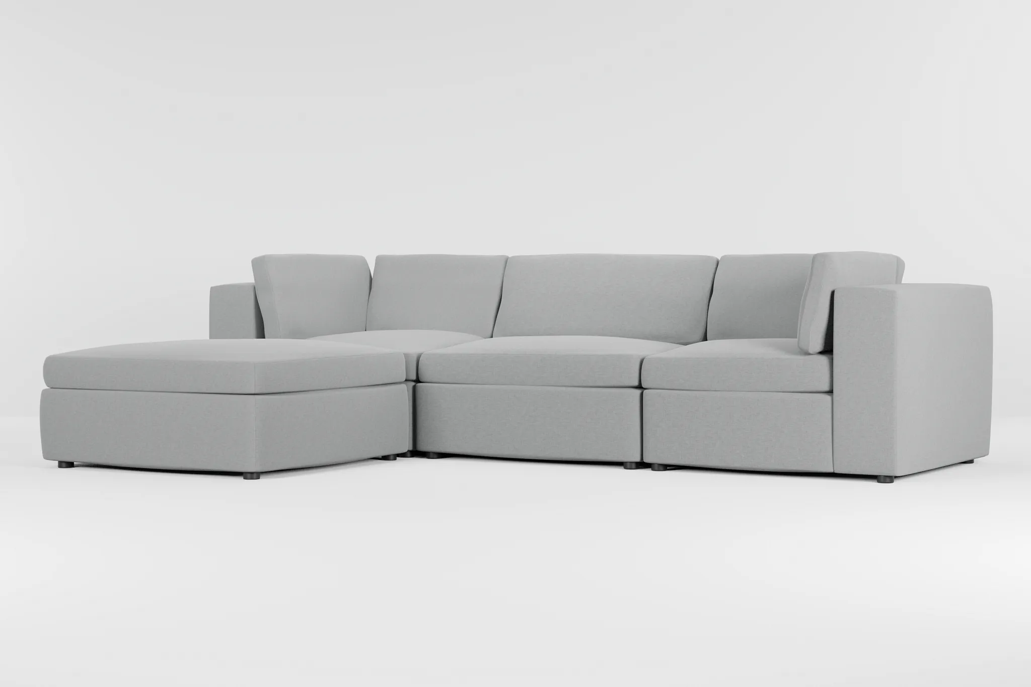 Destin Suave Gray Fabric 4-piece Bumper Sectional