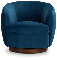 Hazel Dark Blue Velvet Swivel Accent Chair