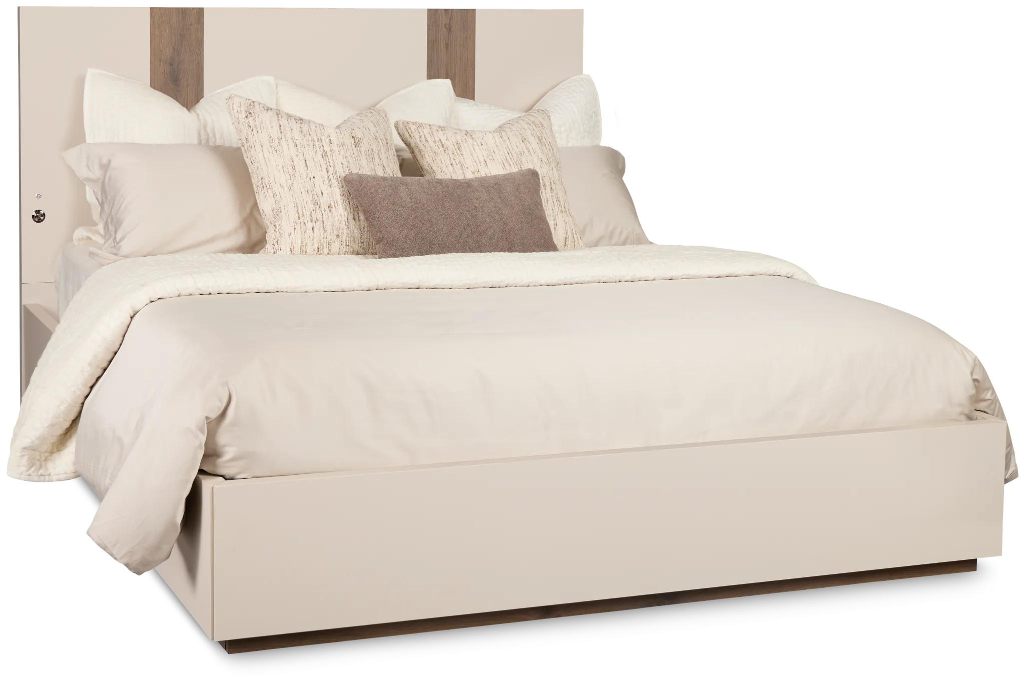 Brasilia Light Beige Platform Bed With Speaker