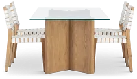 Haven Glass 80" Rectangular Table & 4 Woven Chairs