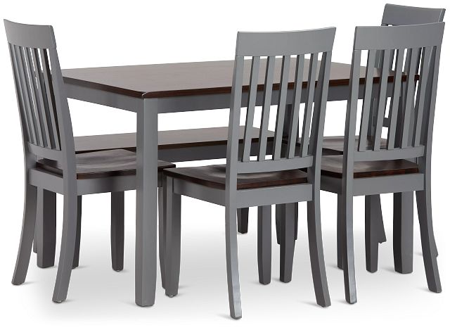 Santos Gray Two-tone Table, 4 Chairs & Bench