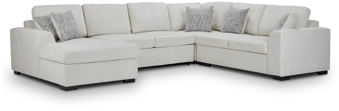 Blakely White Fabric Large Left Chaise Storage Sleeper Sectional