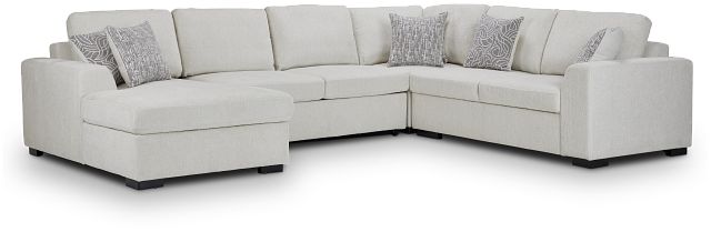 Blakely White Fabric Left Chaise Storage Sectional