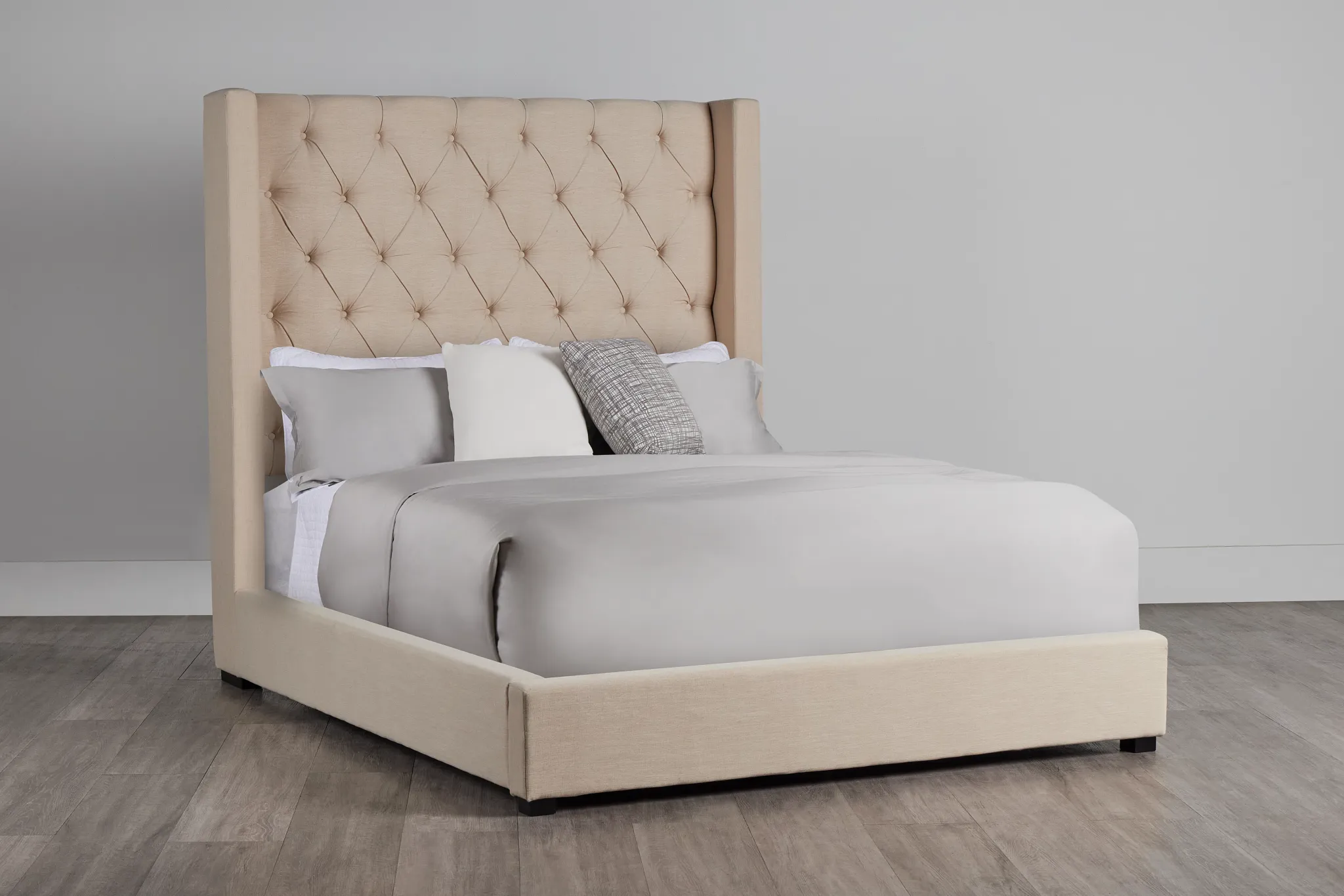Lacey Beige Uph Platform Bed