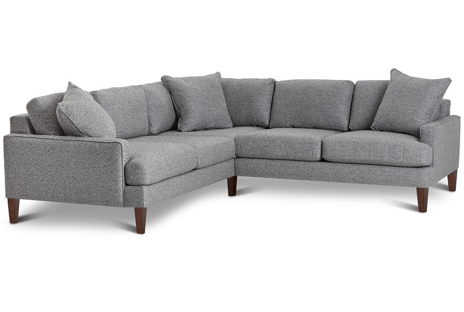 Morgan Dark Gray Fabric Small Right 2 Arm Sectional W Wood Legs