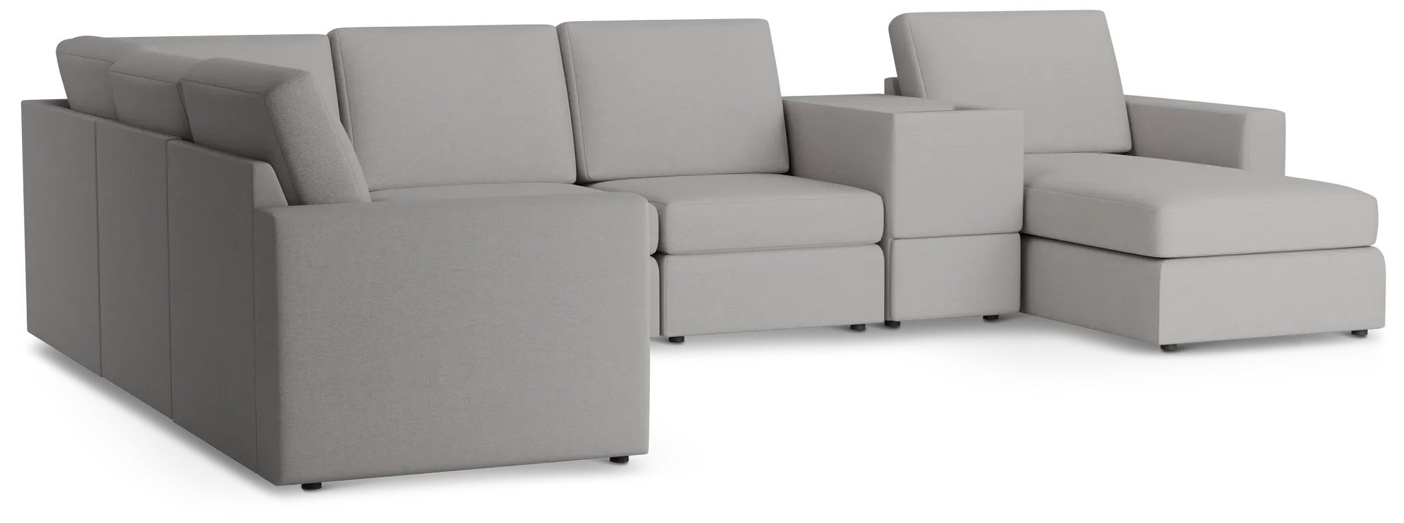 Citymod Light Gray Fabric Large Right Chaise Sectional With Storage Console