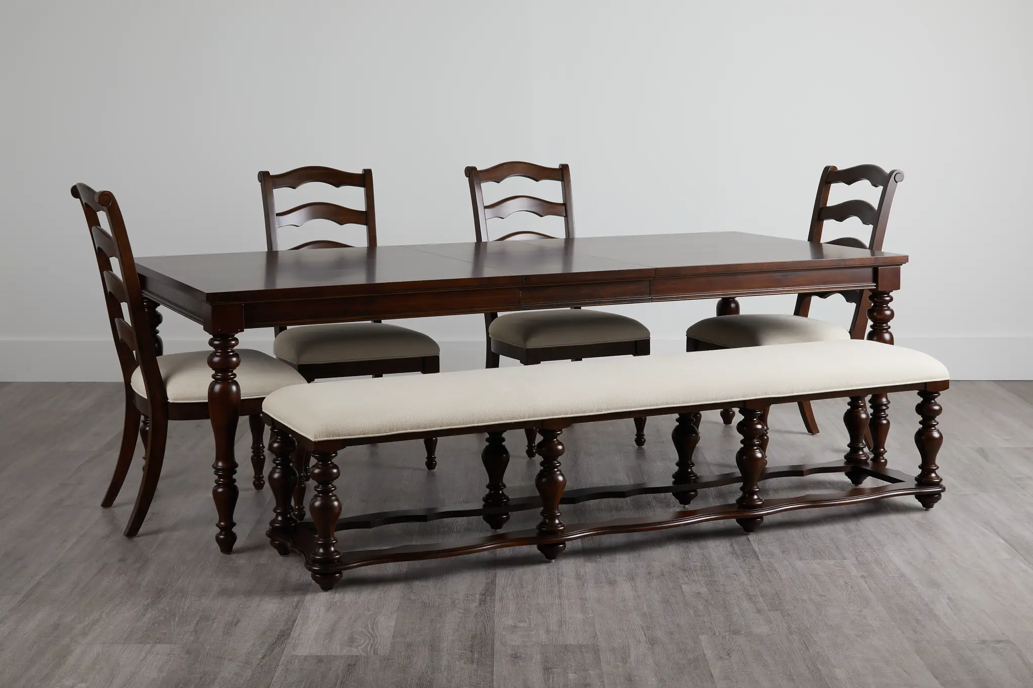 Savannah Dark Tone Rect Table, 4 Chairs & Bench Savannah Dark Tone Rect Table, 4 Chairs & Bench