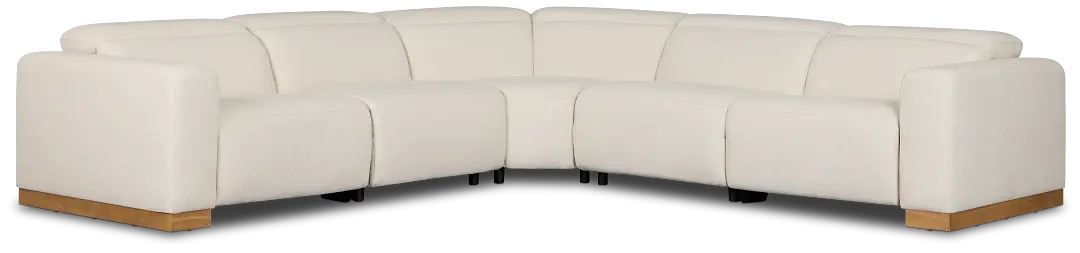 Leona Light Beige Fabric Small Dual Power Reclining Two-arm Sectional Leona Light Beige Fabric Small Dual Power Reclining Two-arm Sectional