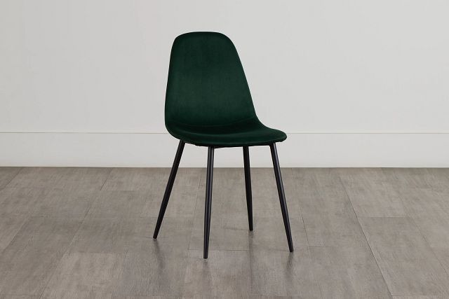 Havana Dark Green Velvet Upholstered Side Chair W/ Black Legs