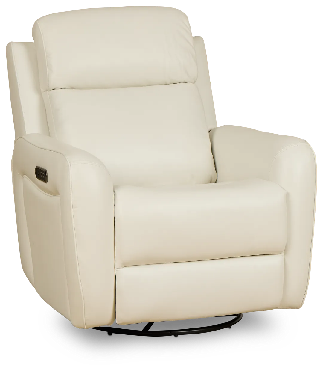 Julian White Lthr/vinyl Power Swivel Glider Recliner