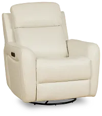Julian White Lthr/vinyl Power Swivel Glider Recliner