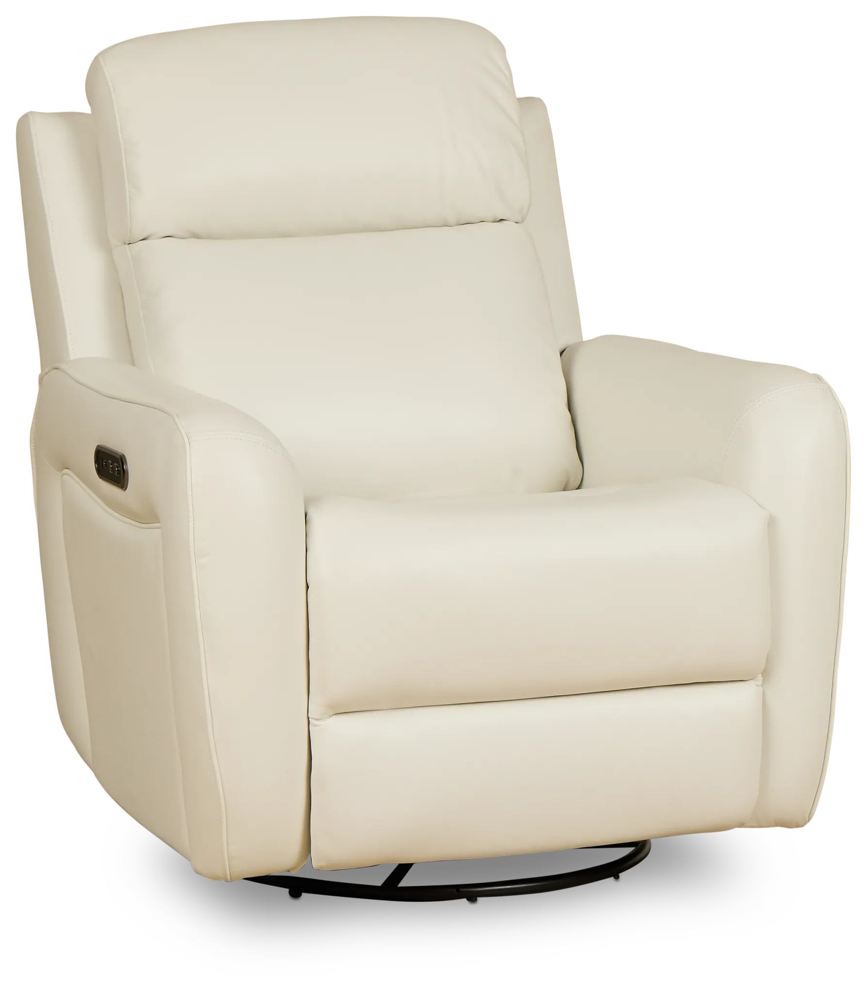 Julian White Lthr/vinyl Power Swivel Glider Recliner