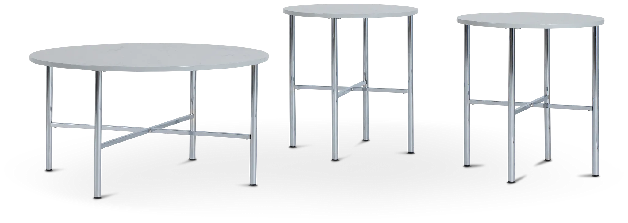Cyrus White Round 3 Pack Tables