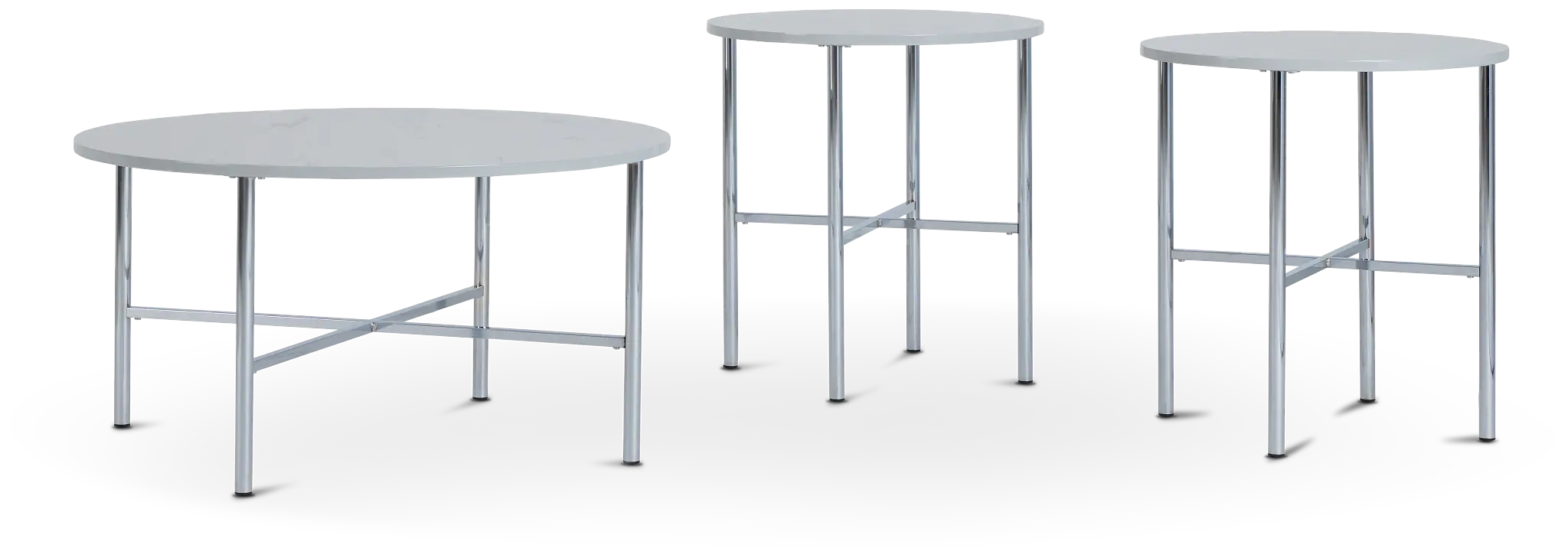 Cyrus White Round 3 Pack Tables Cyrus White Round 3 Pack Tables