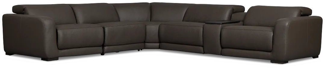 Kieran Dark Brown Lthr/vinyl Medium Dual Power 2-arm Reclining Sectional