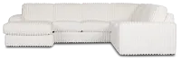 Teddy White Fabric Medium Left Chaise Sectional