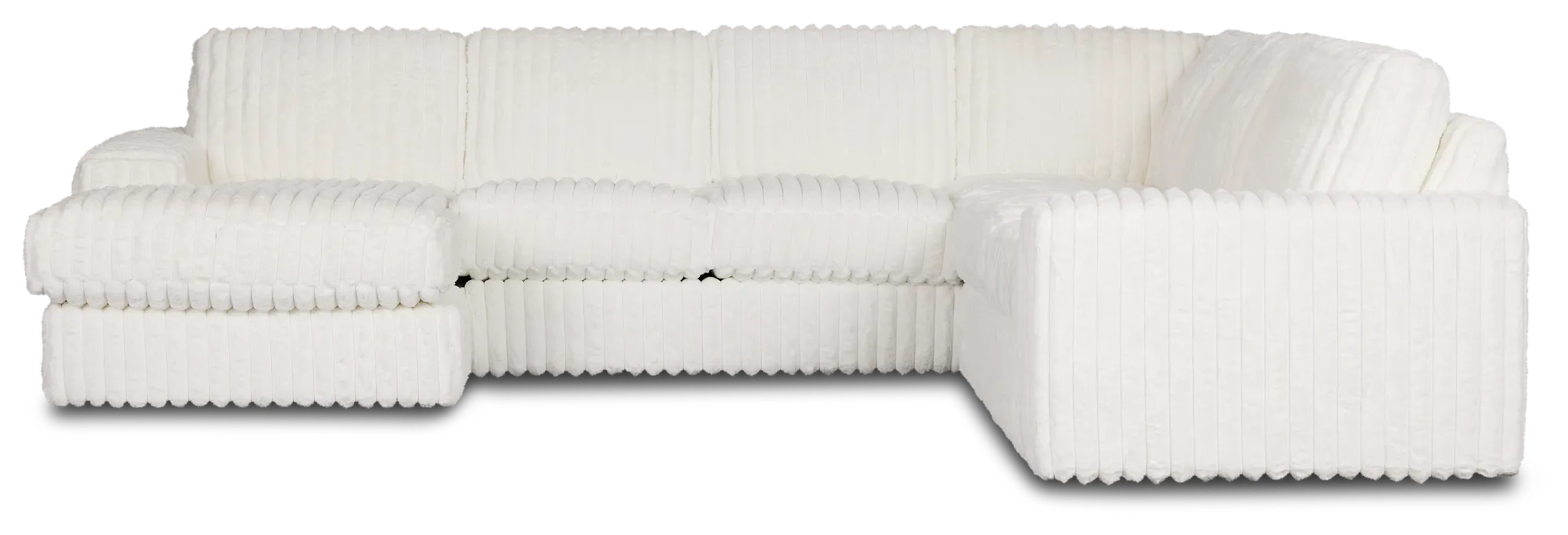 Teddy White Fabric Medium Left Chaise Sectional