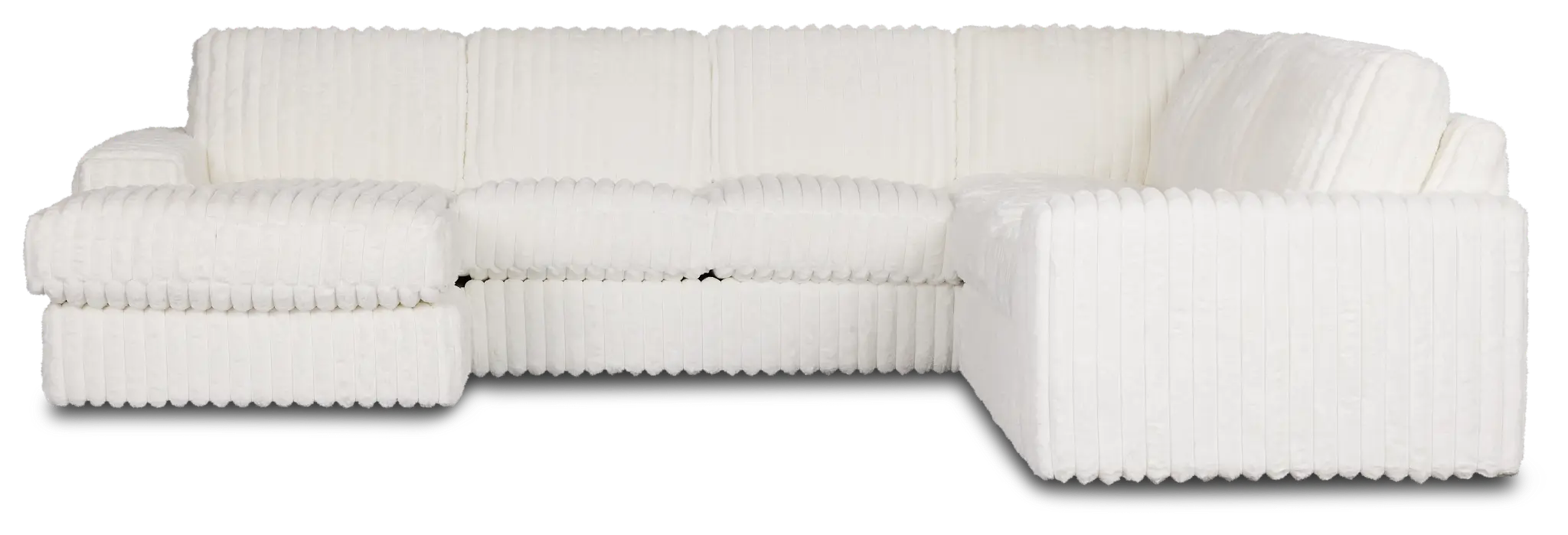 Teddy White Fabric Medium Left Chaise Sectional Teddy White Fabric Medium Left Chaise Sectional